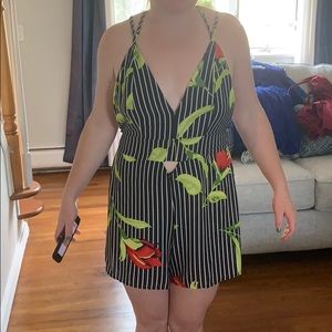 Black and white striped romper